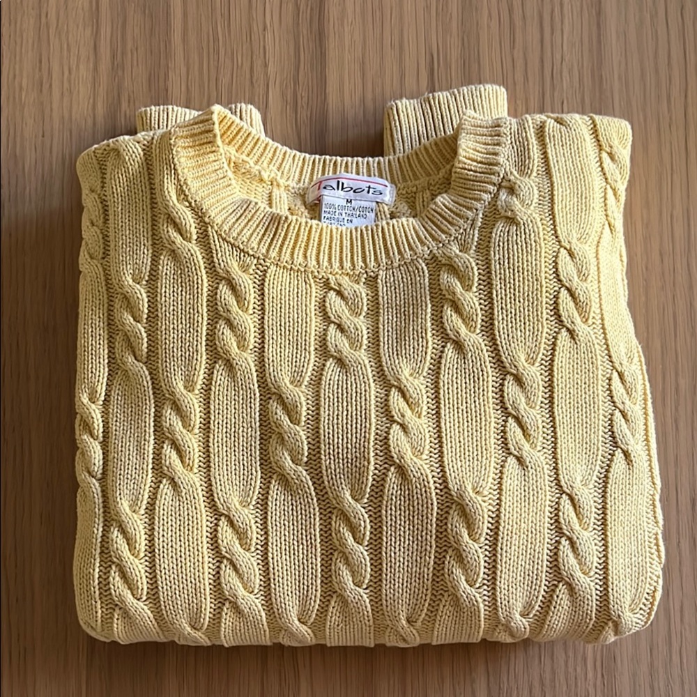 Talbots, Women’s Cotton crew neck cable knit sweater, size M